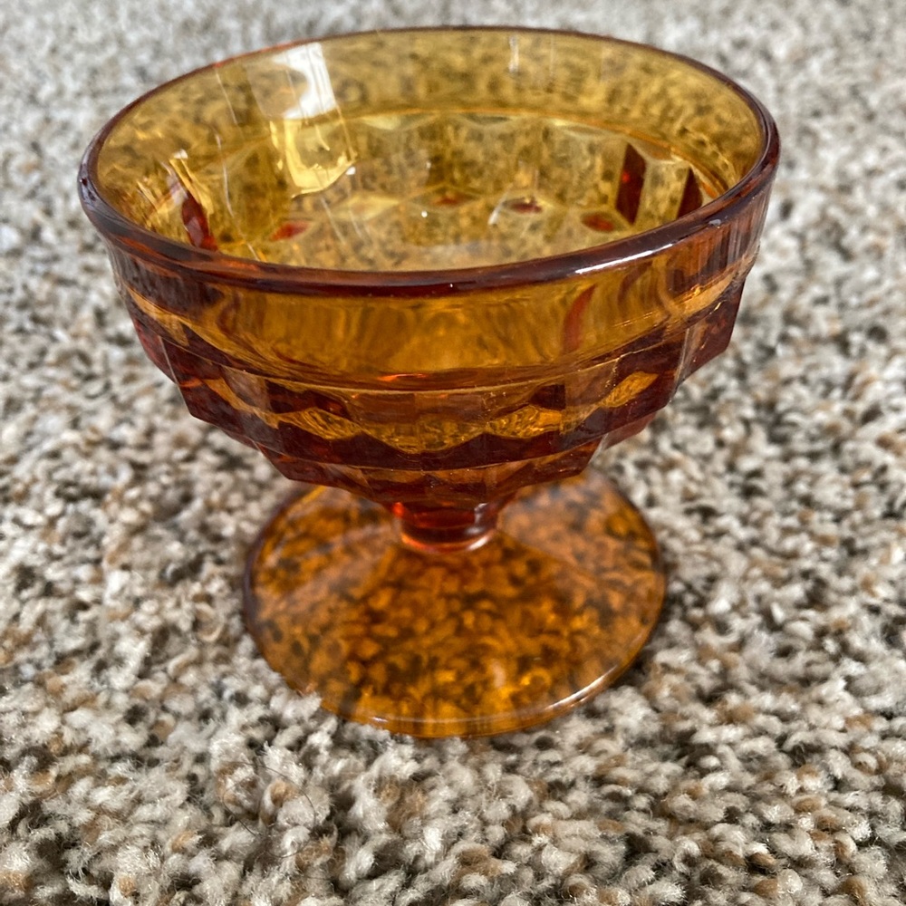 1970s Vintage Amber glass Indiana Whitehall Coupe Ice cream cup